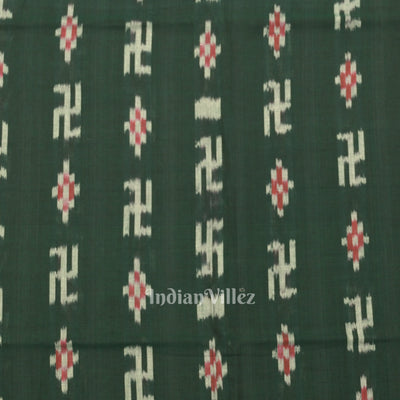 Green Swastik Sambalpuri Ikat Cotton Fabric