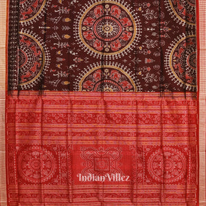 Maroon Dual Tone Tribal Theme Sambalpuri Silk Saree