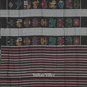 Black Grey Nabarangi Sambalpuri Cotton Saree