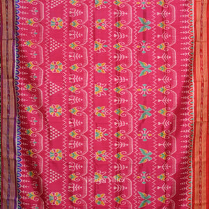Rani Pink Tribal Theme Odisha Ikat Khandua Silk Saree