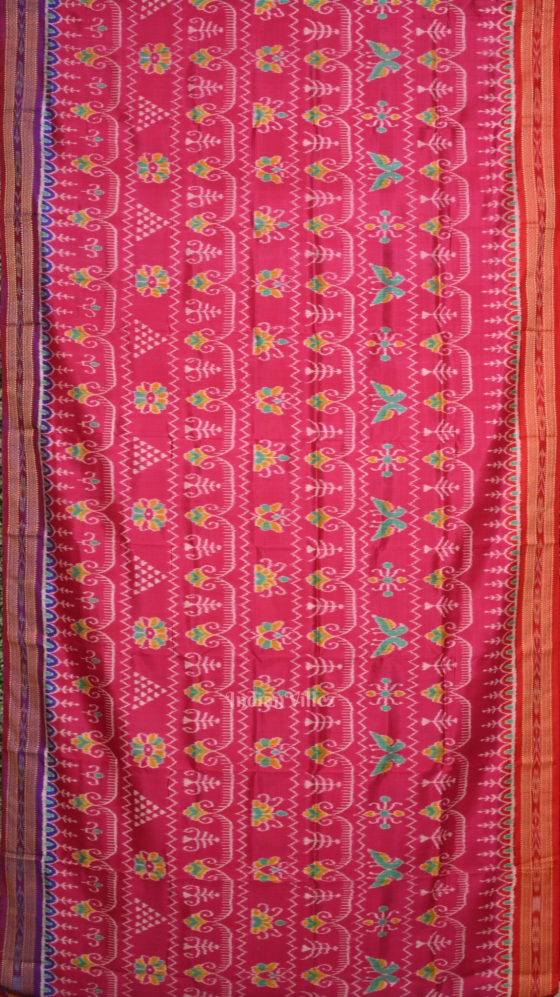 Rani Pink Tribal Theme Odisha Ikat Khandua Silk Saree