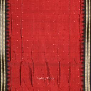 Deep Maroon Single Butta Design Bomkai Sambalpuri Silk Saree