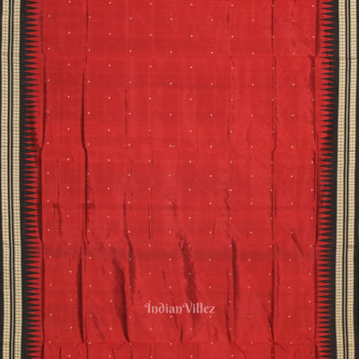 Deep Maroon Single Butta Design Bomkai Sambalpuri Silk Saree