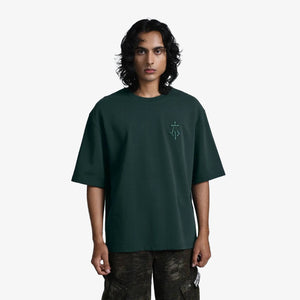 ALMOST GODS | ALPHA CROSS EMBROIDERED TEE { GREEN
