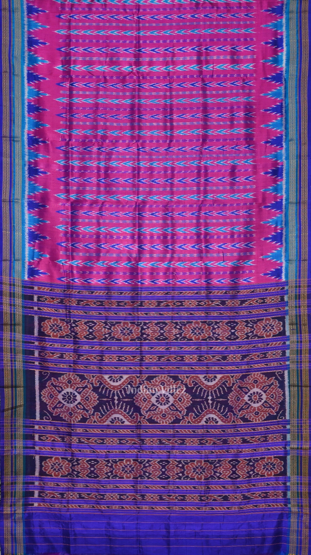 Purple Blue Odisha Ikat Khandua Silk Saree