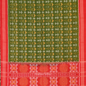 Mehendi Green Tribal Theme Odisha Ikat Sambalpuri Cotton Saree