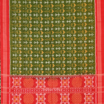 Mehendi Green Tribal Theme Odisha Ikat Sambalpuri Cotton Saree