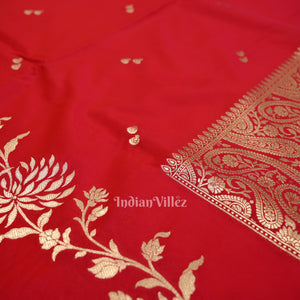 Bridal  Hot Rani Pink Soft Pure Mashru Satin Silk Banarasi Saree