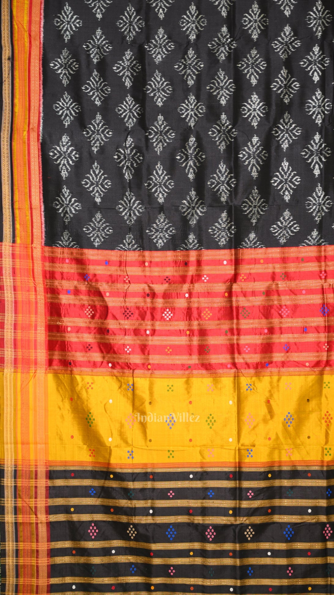 Exclusive Black Kathiphera Odisha Ikat Khandua Silk Saree