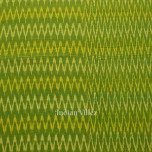 Parrot Green Handwoven Pochampally Ikat Cotton Fabric