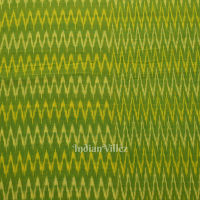 Parrot Green Handwoven Pochampally Ikat Cotton Fabric