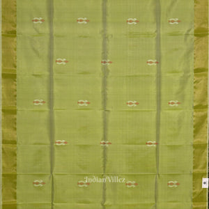 Green Pink Pure Bishnupuri Silk Saree with Budha Tissue Anchal