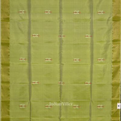 Green Pink Pure Bishnupuri Silk Saree with Budha Tissue Anchal