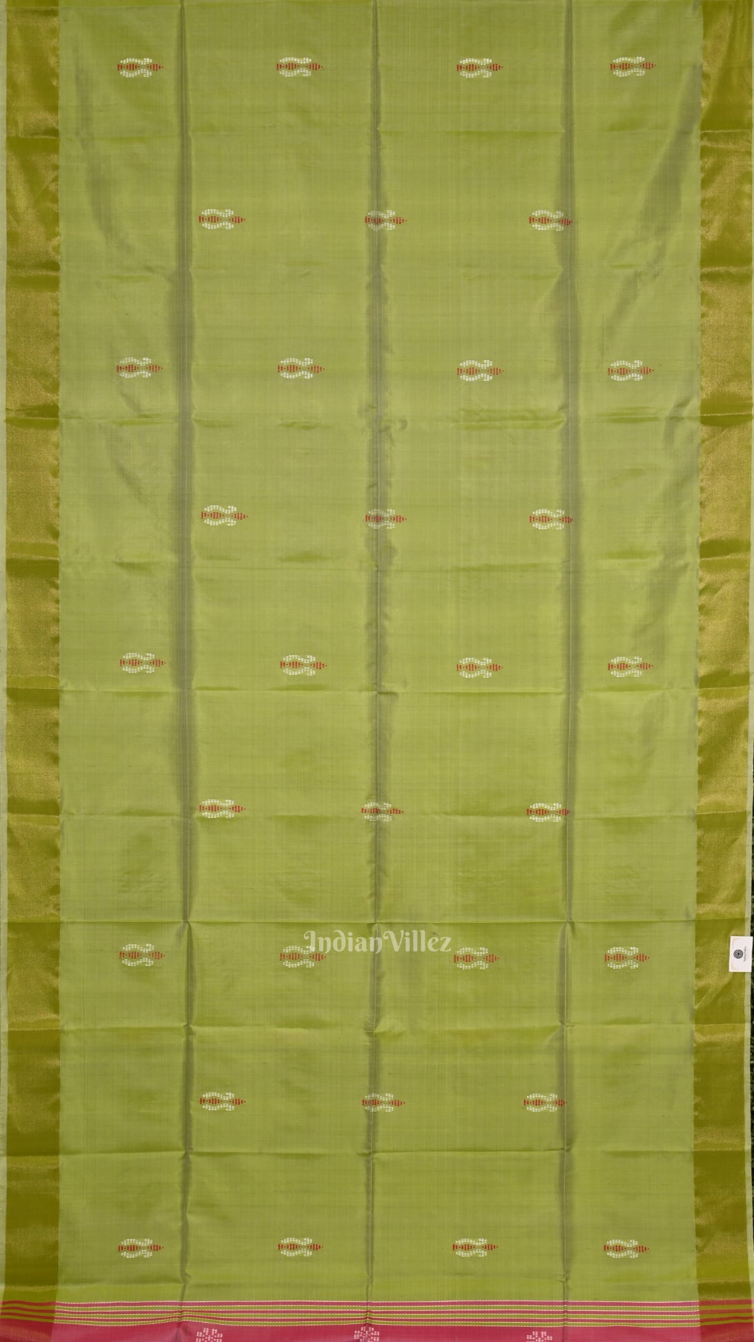 Green Pink Pure Bishnupuri Silk Saree with Budha Tissue Anchal