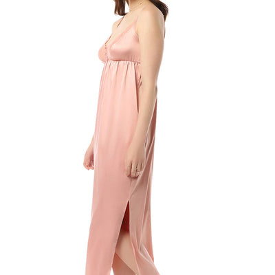 Eternal Bliss Full-length Satin Chemise - Mellow Rose