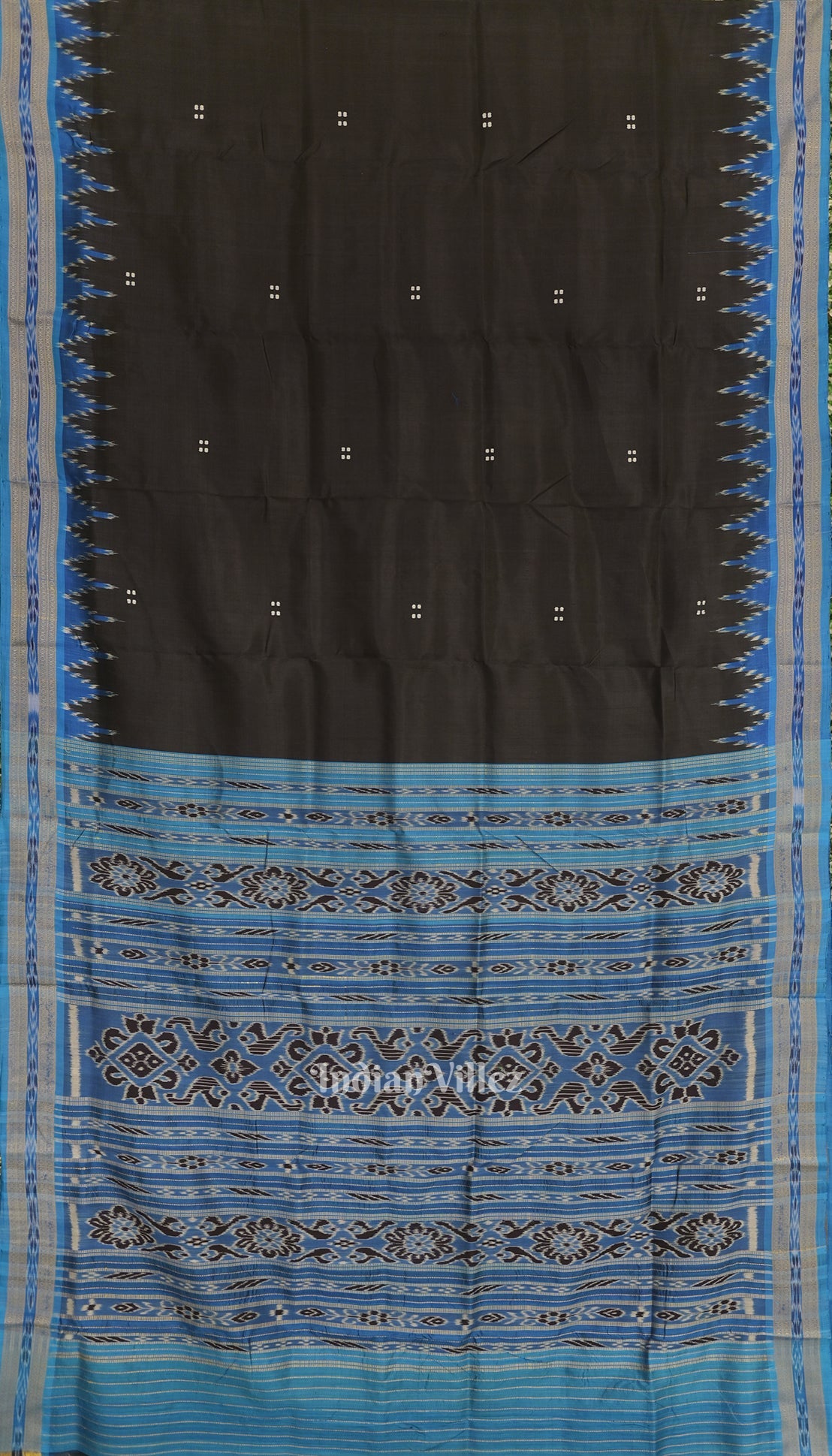 Black Cupper Sulphate Butta Odisha Ikat Khandua Silk Saree
