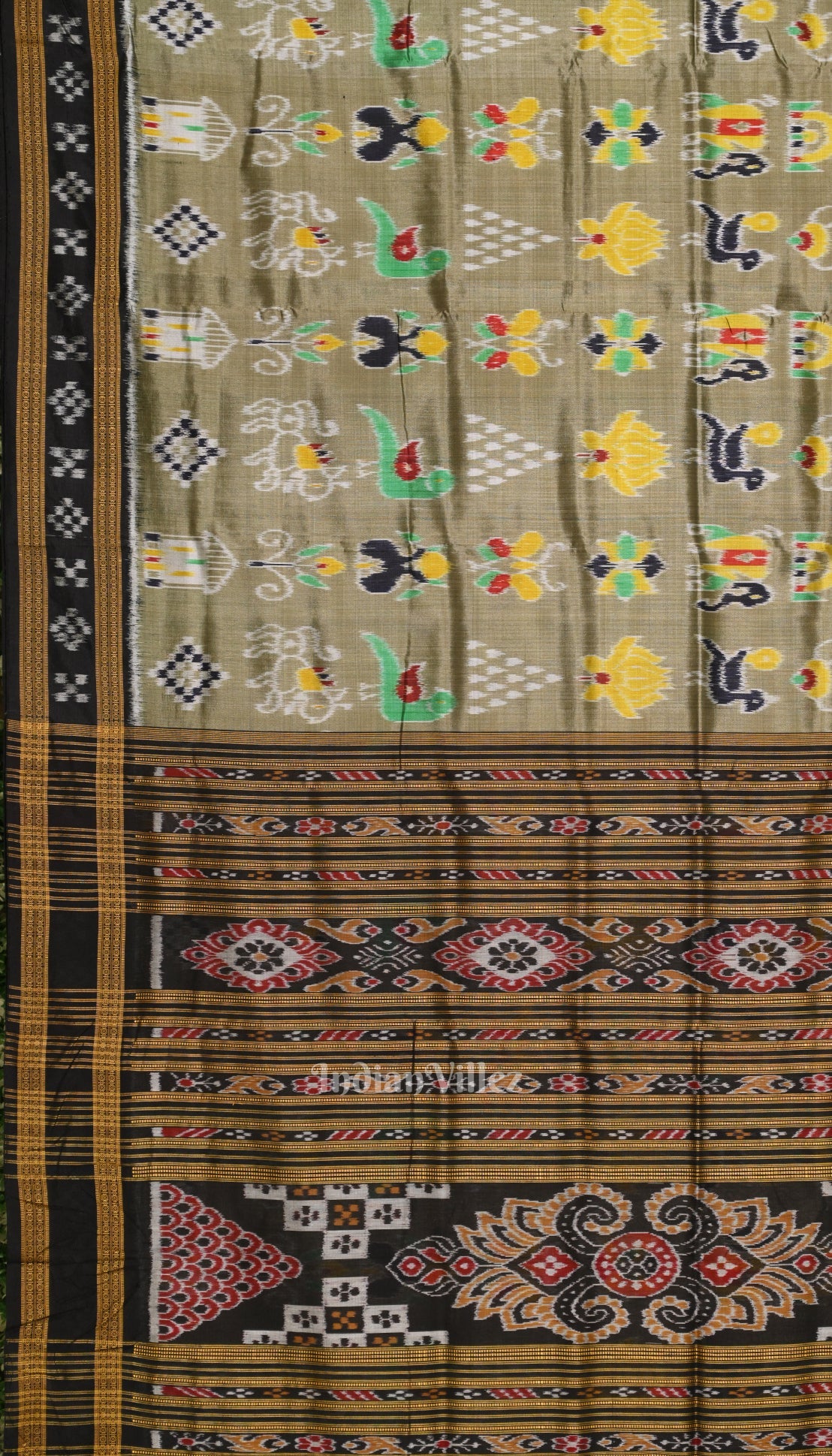 Light Mehendi Odisha Ikat Nabarangi Nabakothi Khandua Silk Saree