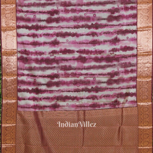 Silver Pink Floral Digital Print Kanjivaram Silk Saree