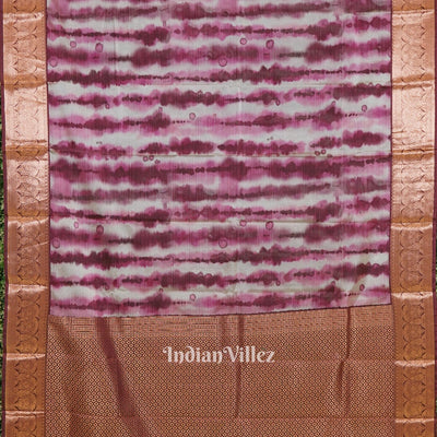 Silver Pink Floral Digital Print Kanjivaram Silk Saree
