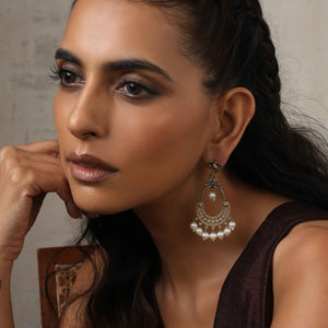 trueBrowns Silver Gold Tone Chandbaali Earrings