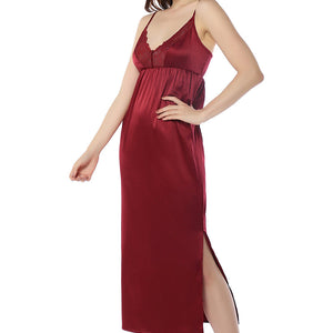 Eternal Bliss Full-length Satin Chemise - Rio Red