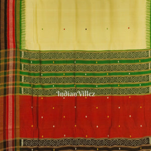 Lemon Yellow Kathiphera Odisha Ikat Khandua Silk Saree