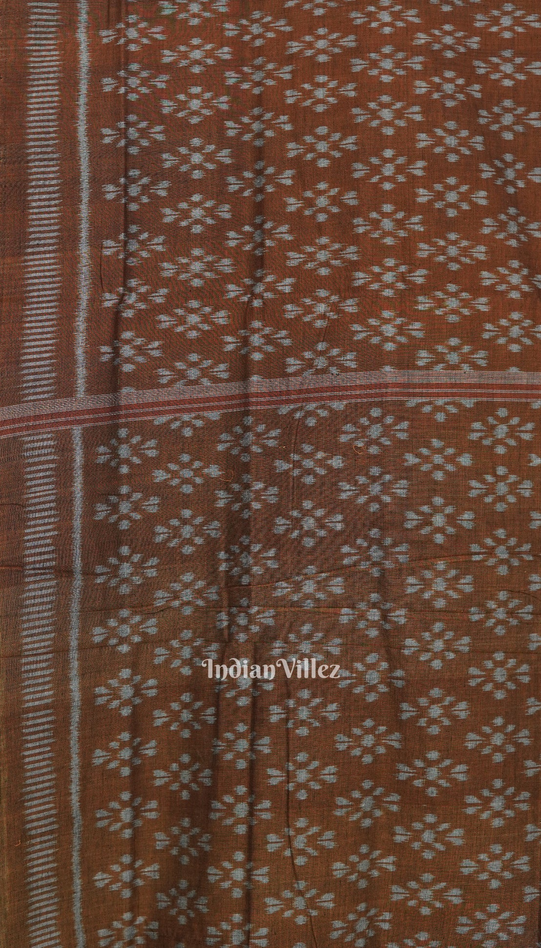 Cupper Grey Maniabandha Flower Motif Cotton Saree