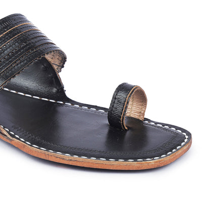 Black Handstitched Leather Kolhapuri Men Slipper