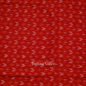 Deep Red Arrows Motif Sambalpuri Ikat Cotton Fabric