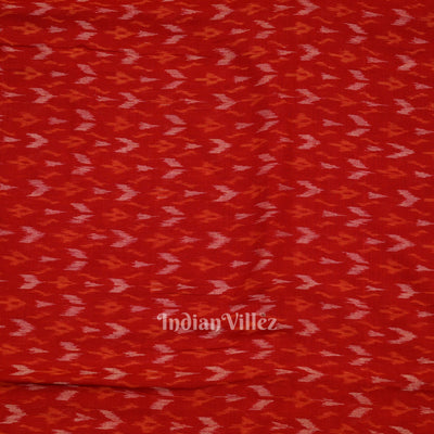 Deep Red Arrows Motif Sambalpuri Ikat Cotton Fabric