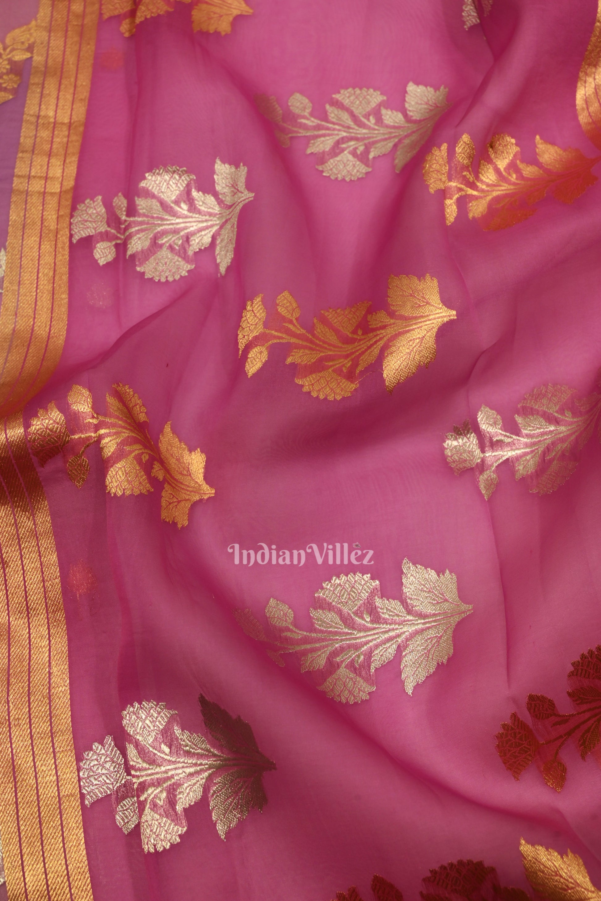 Lavendar Pure Kora Organza Banarasi Tissue saree