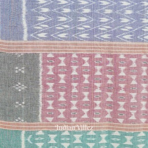 Blue Grey Odisha Sambalpuri Ikat Cotton Saree
