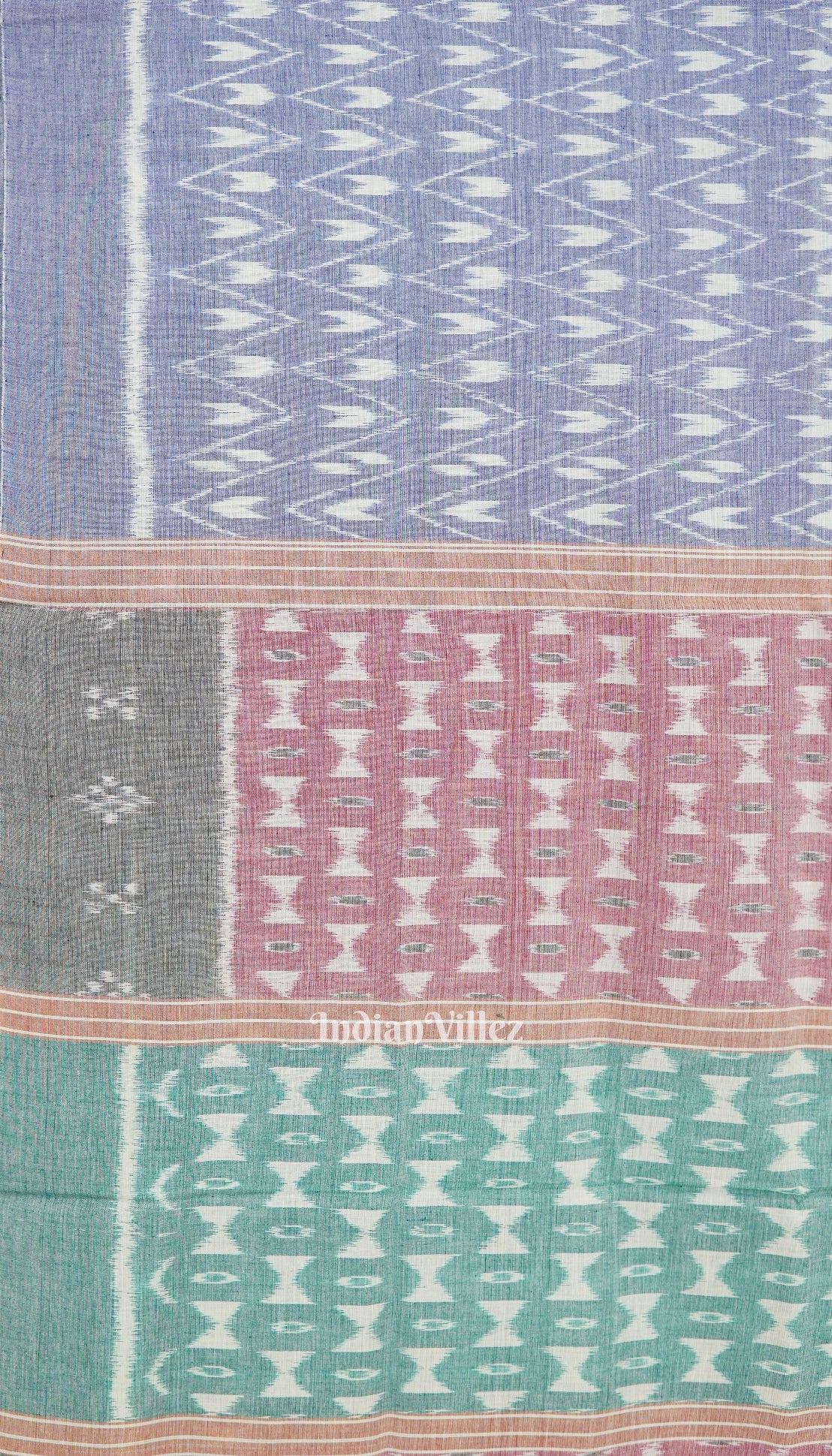 Blue Grey Odisha Sambalpuri Ikat Cotton Saree