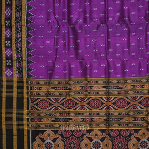 Purple Black Border Pasapali Odisha Ikat Khandua Silk Saree