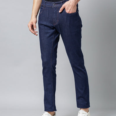 Rare Rabbit Dratt  Navy Jeans Pant Cotton Fabric Slim Fit Button & Zip Closure