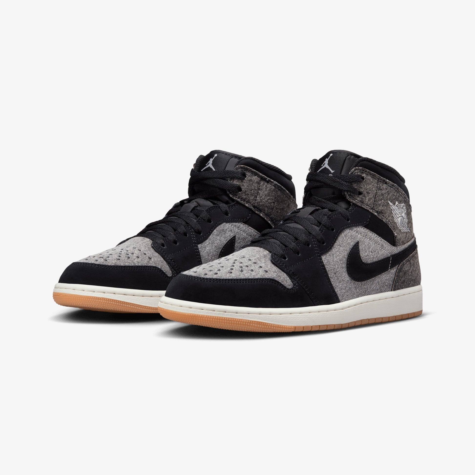 JORDAN | AIR JORDAN 1 MID SE V2 { BLACK/BLACK-SAIL-GUM MED BROWN