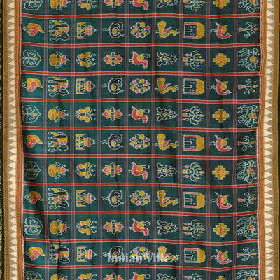 Peacock Green Nabakothi Khandua Silk Saree