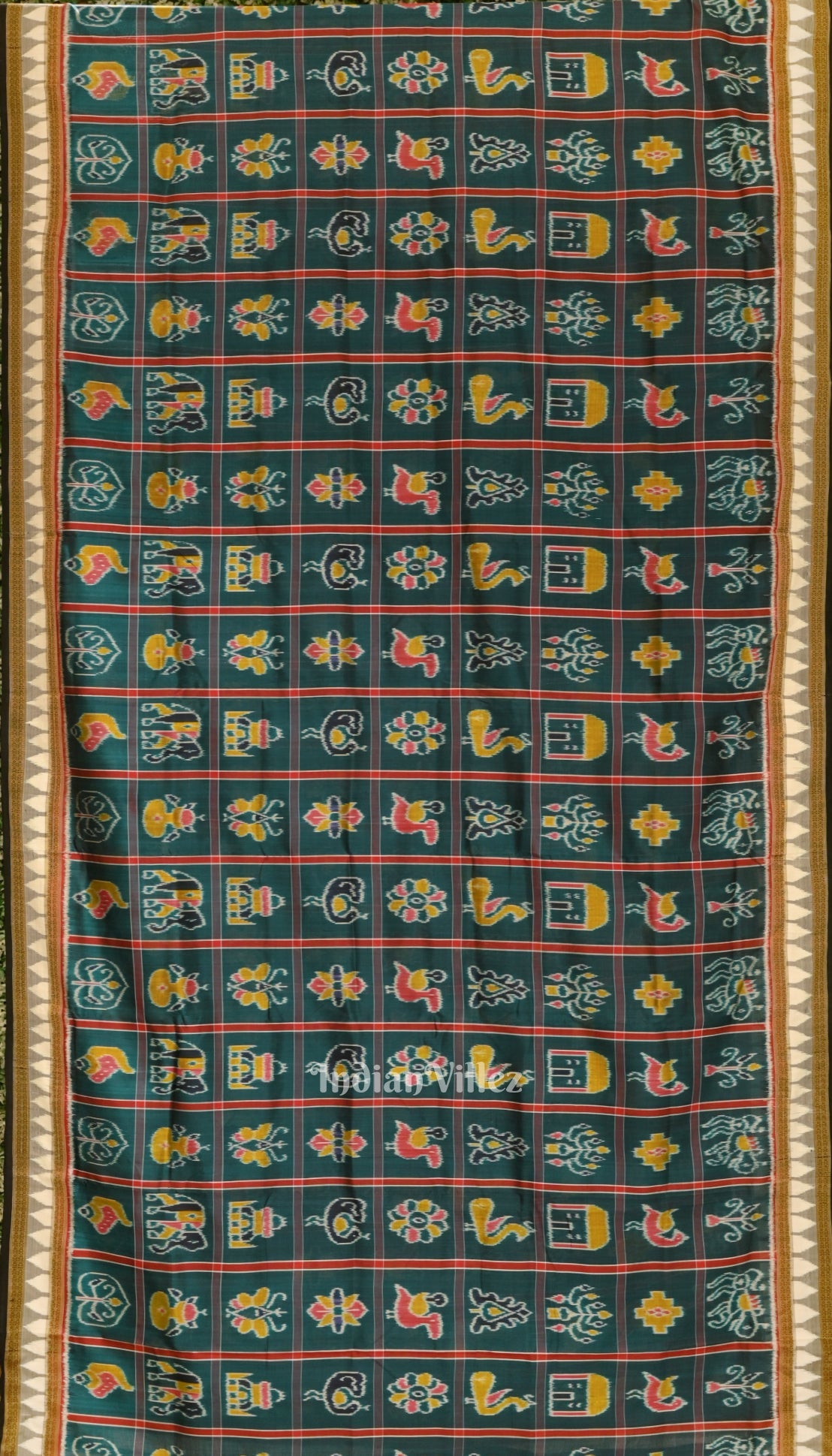 Peacock Green Nabakothi Khandua Silk Saree