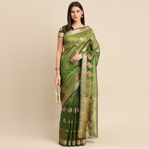 Mehendi Woven Organza Saree