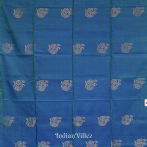 Blue Green Pure Kanjivaram Soft Silk Saree