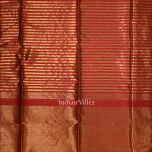 Red Stripped Pure Silk Cotton Maheshwari Saree
