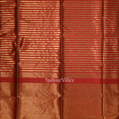 Red Stripped Pure Silk Cotton Maheshwari Saree