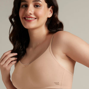 Daily Support Non Padded Non-Wired Cotton Bra - Sandalwood