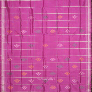 Rani Pink Body  Pasapali With Double Pallu Berhampuri Silk Saree