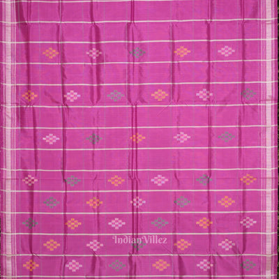 Rani Pink Body  Pasapali With Double Pallu Berhampuri Silk Saree
