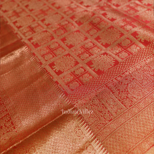 Red Pure auntheticate Kanjivaram Silk Saree with Zari Brocade