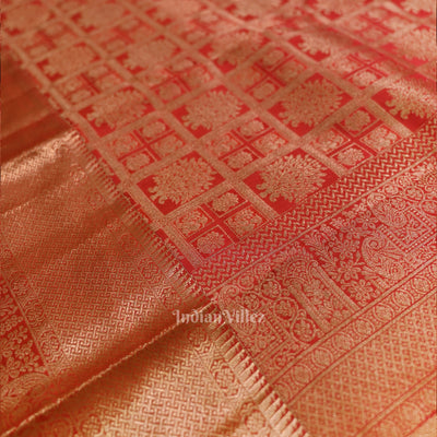 Red Pure auntheticate Kanjivaram Silk Saree with Zari Brocade
