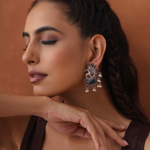 trueBrowns Silver Tone Pearl Drop Earrings