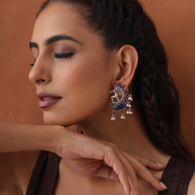 trueBrowns Silver Tone Pearl Drop Earrings