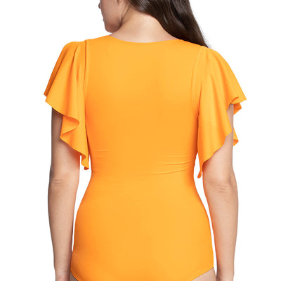 V-Neck Padded One Piece - Orange Drive